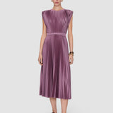 Purple Volta Knit Weave Plissé Dress - Joseph