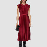 Red Volta Knit Weave Plissé Dress - Joseph
