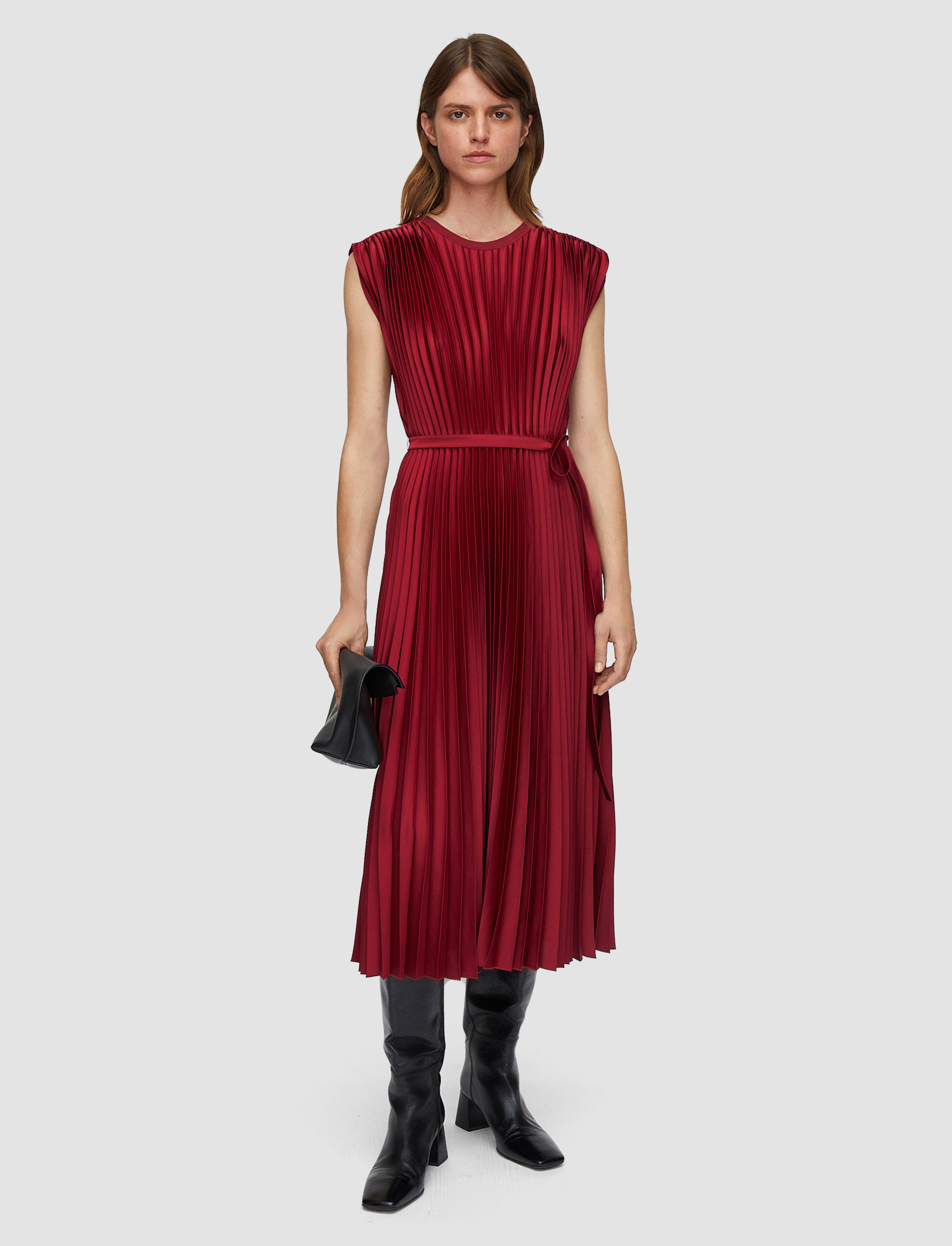 red-volta-knit-weave-plisse-dress-JOSEPH