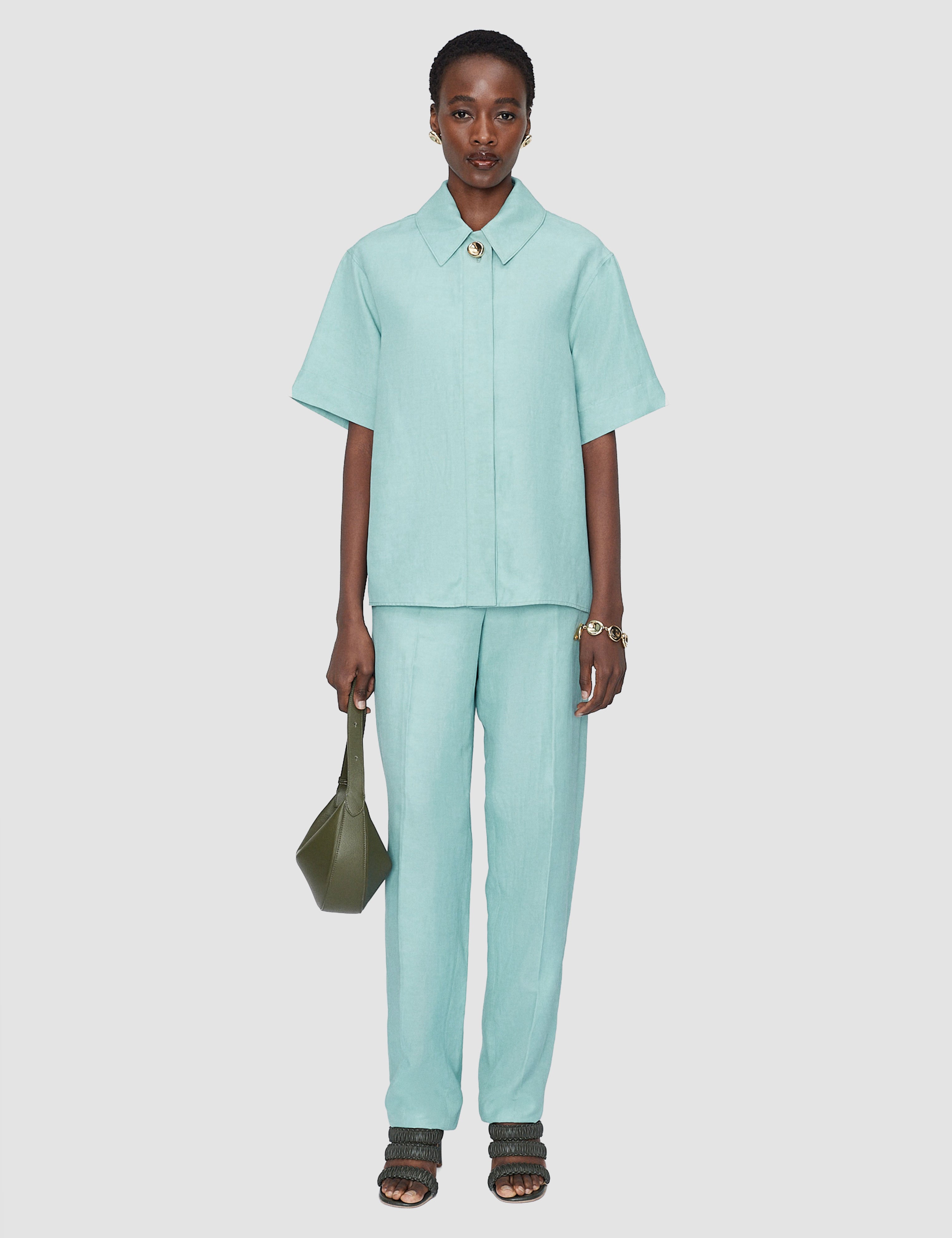 Blue Volu Light Linen Blend Shirt - Joseph