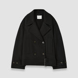 Black Weston Double Face Cashmere Pea Coat - Joseph
