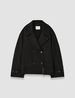 Black Weston Double Face Cashmere Pea Coat - Joseph