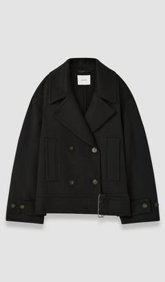 Black Weston Double Face Cashmere Pea Coat - Joseph