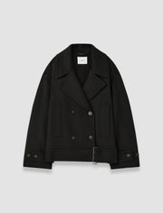 Black Weston Double Face Cashmere Pea Coat - Joseph