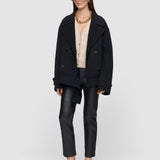 Black Weston Double Face Cashmere Pea Coat - Joseph