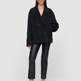Black Weston Double Face Cashmere Pea Coat - Joseph