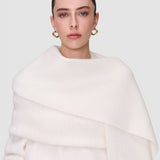 White Wilbur Brushed Wool Scarf - Joseph
