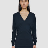 Wool Jersey V Neck Top