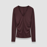 Wool Jersey V Neck Top