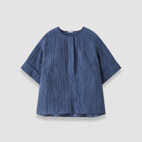 Blue Yani Fluid Crinkle Blouse - Joseph