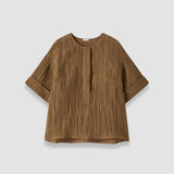 Brown Yani Fluid Crinkle Blouse - Joseph
