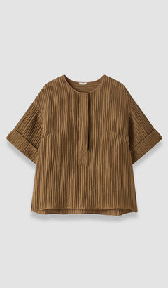 Brown Yani Fluid Crinkle Blouse - Joseph