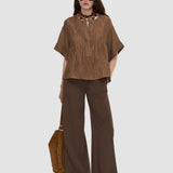 Brown Yani Fluid Crinkle Blouse - Joseph