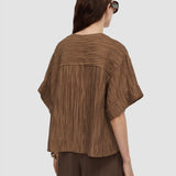 Brown Yani Fluid Crinkle Blouse - Joseph