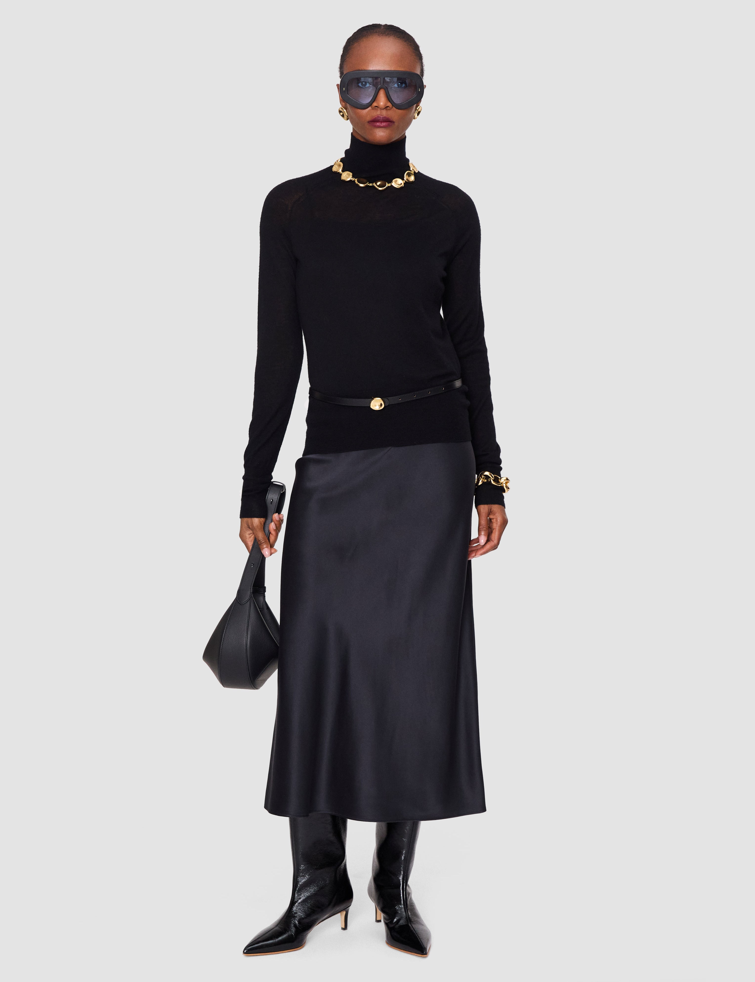 Black Yara Cashair High Neck Jumper - Joseph