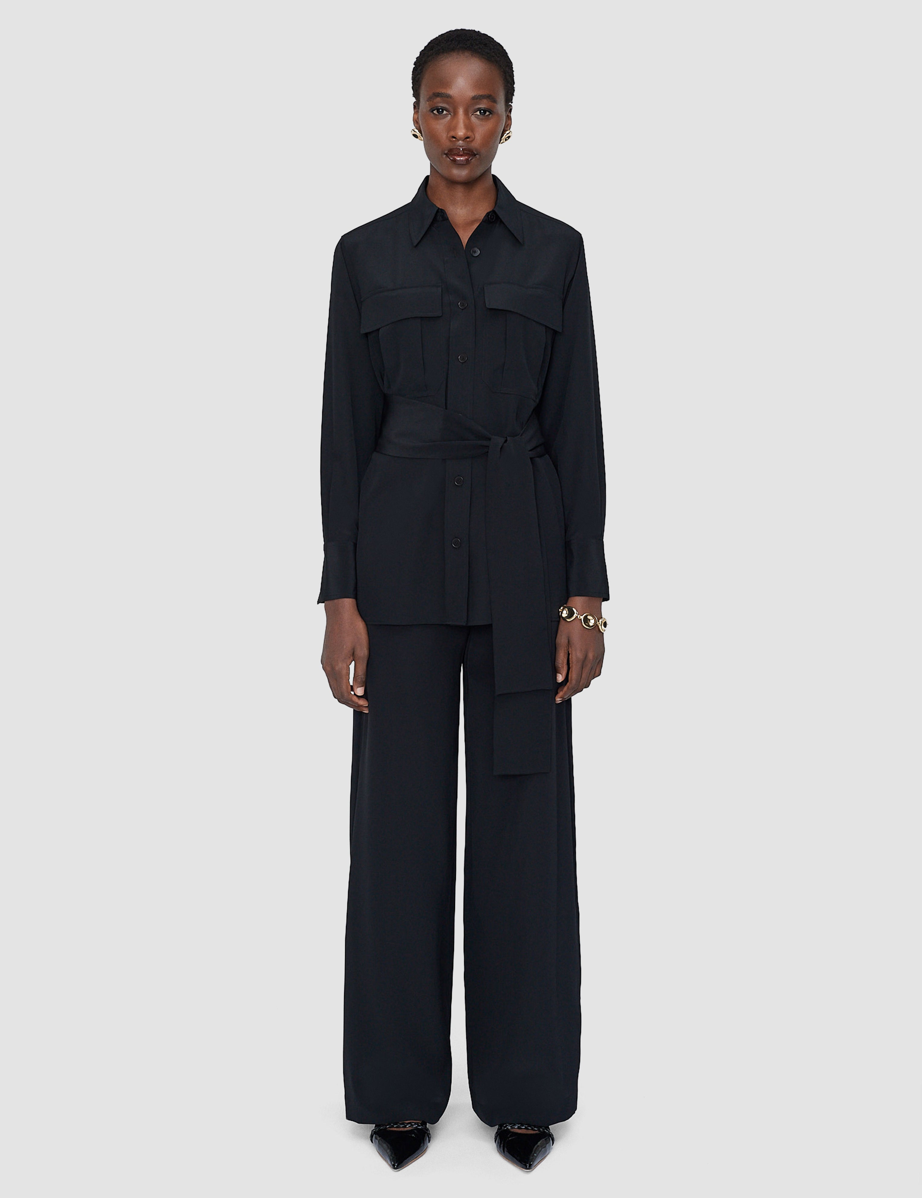 Black Yas Crepe de Soie Silk Shirt - Joseph