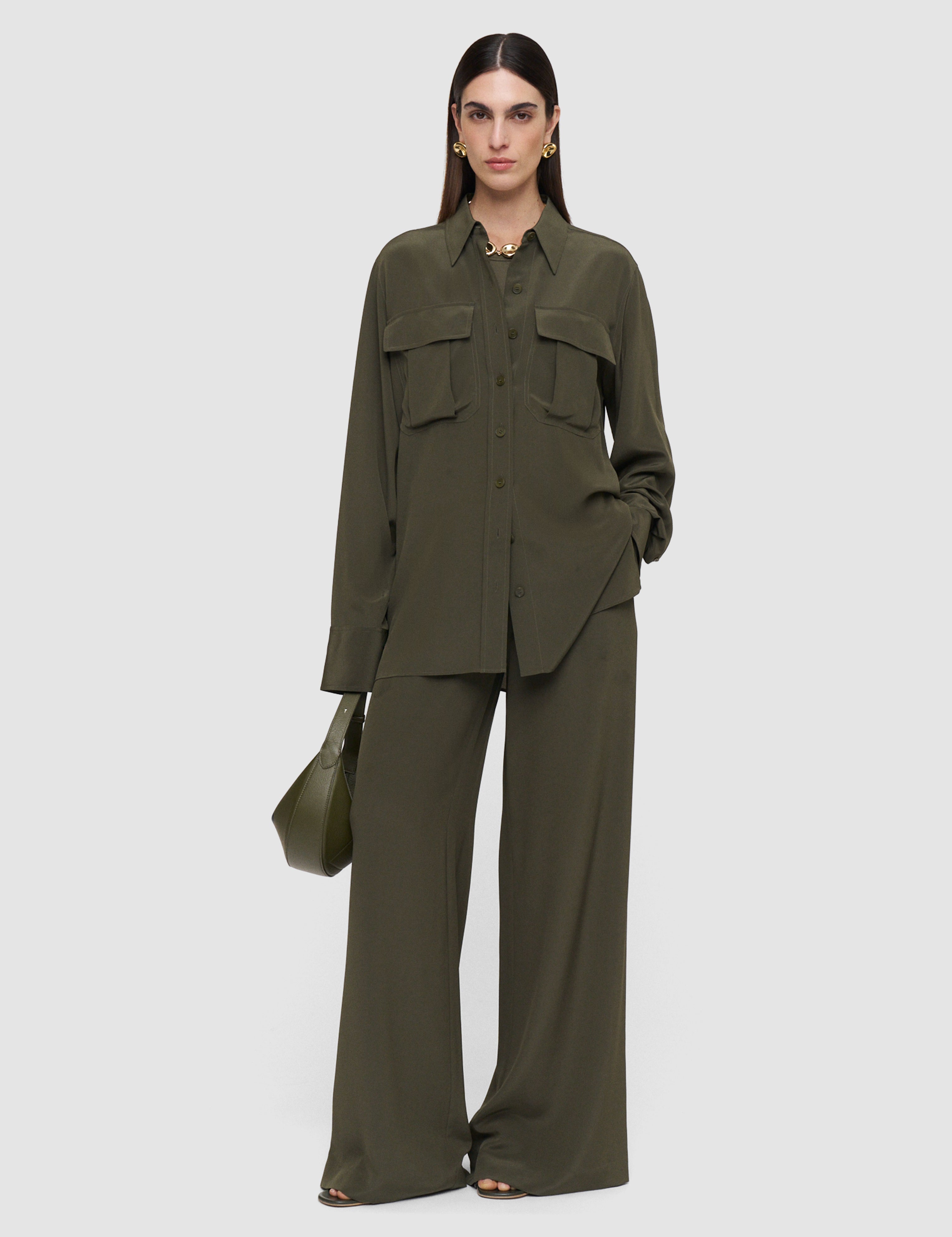 Green Yas Crepe de Soie Silk Shirt - Joseph