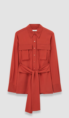 Red Yas Crepe de Soie Silk Shirt - Joseph
