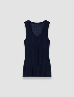 Blue Ycaza Sheer Wool Rib Vest - Joseph