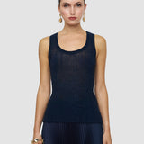 Blue Ycaza Sheer Wool Rib Vest - Joseph