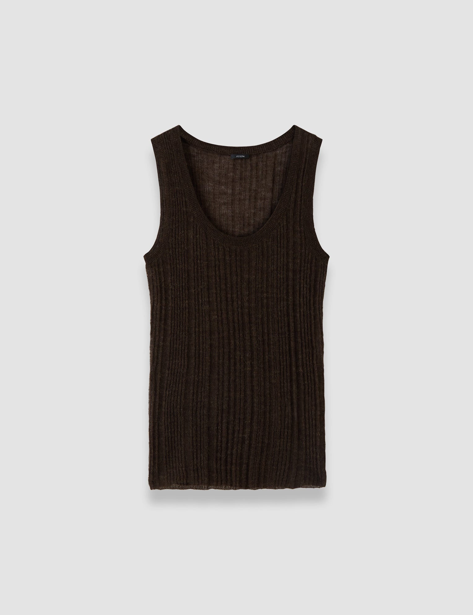 Brown Ycaza Sheer Wool Rib Vest - Joseph