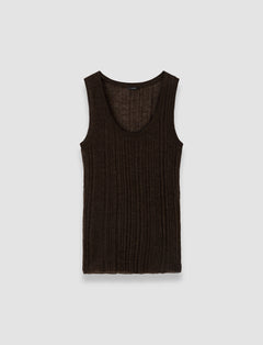 Brown Ycaza Sheer Wool Rib Vest - Joseph