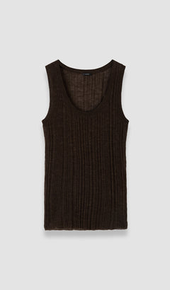 Brown Ycaza Sheer Wool Rib Vest - Joseph