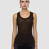 Brown Ycaza Sheer Wool Rib Vest - Joseph