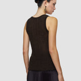 Brown Ycaza Sheer Wool Rib Vest - Joseph