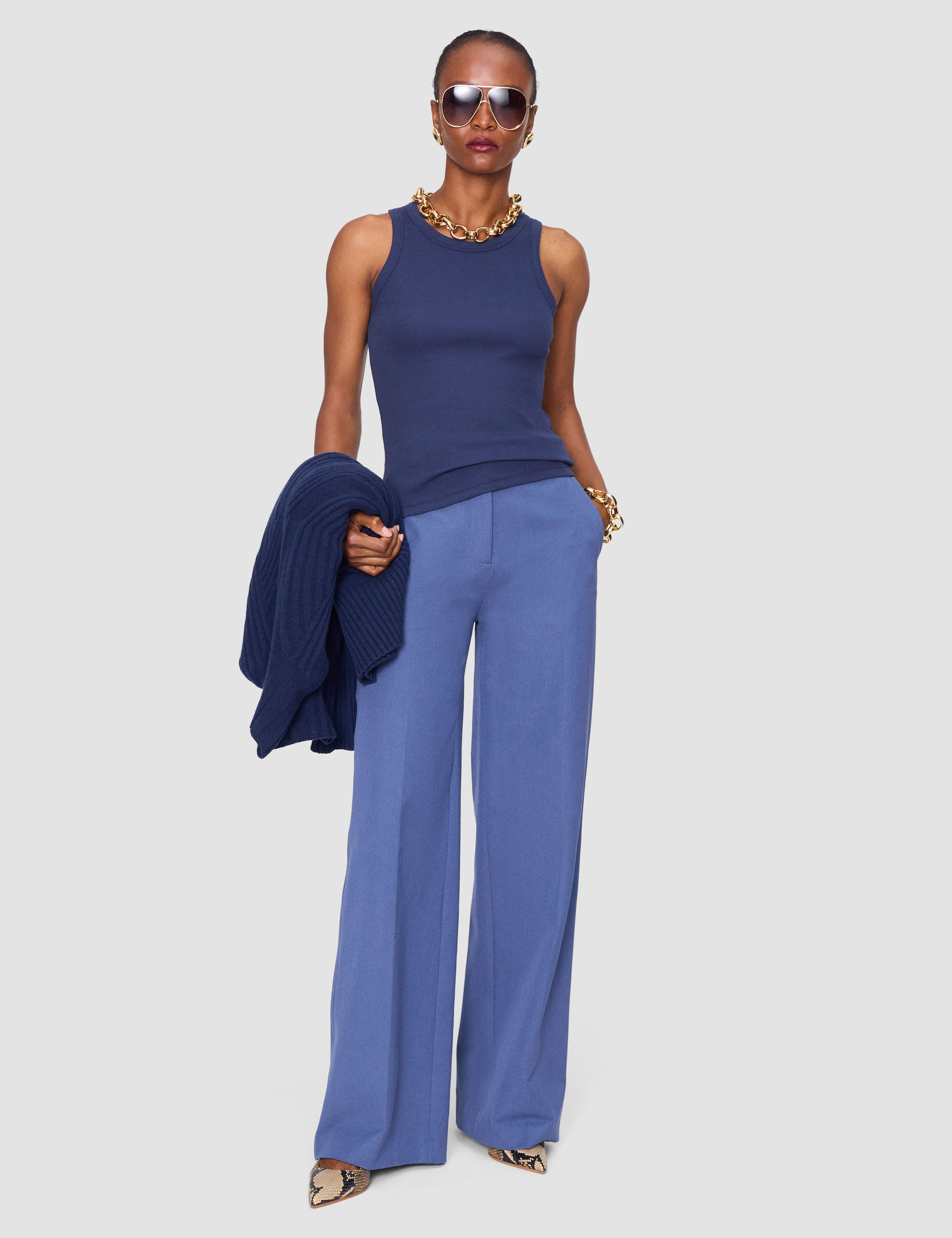 Blue Yeux Cotton Rib Vest - Joseph