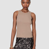 Brown Yeux Cotton Rib Vest - Joseph