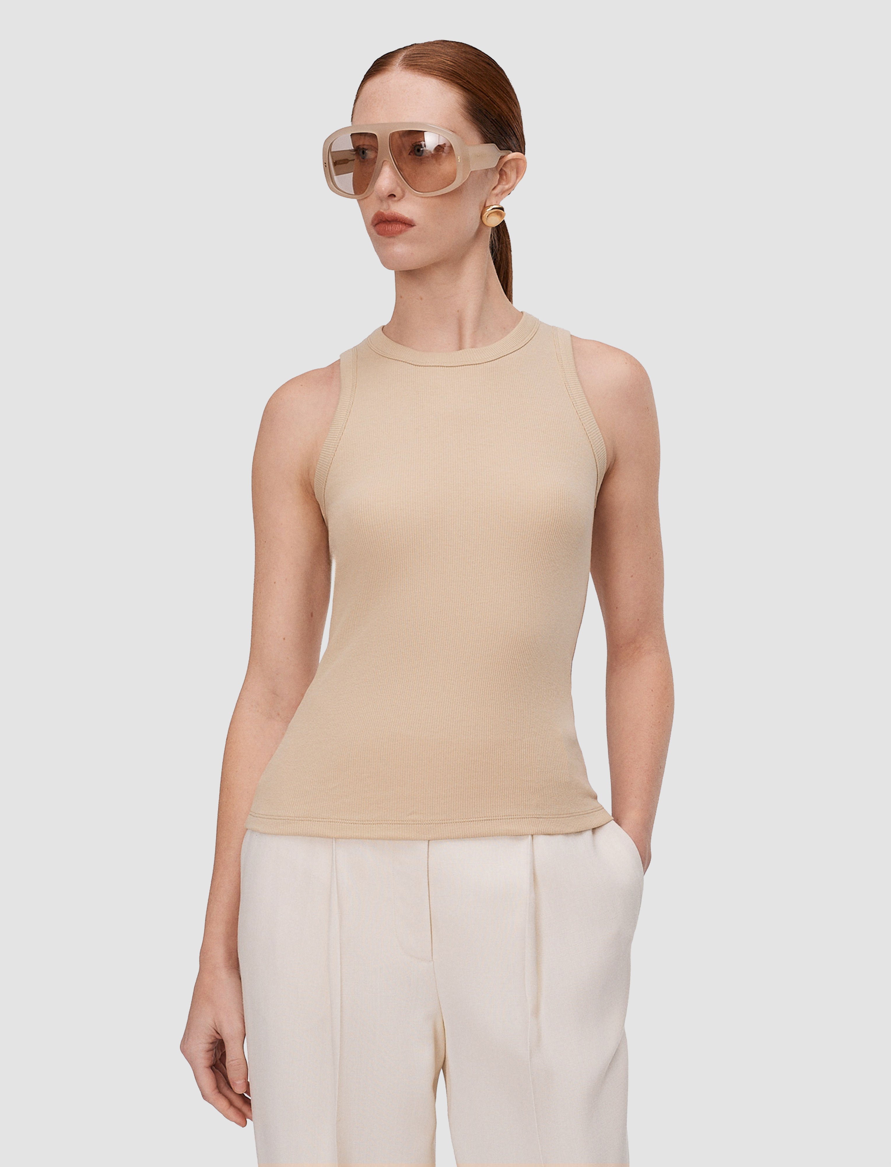 beige-yeux-cotton-rib-vest-JOSEPH