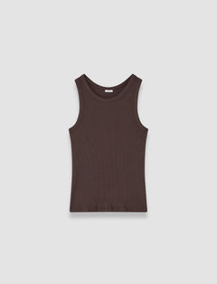 Brown Yeux Cotton Rib Vest - Joseph