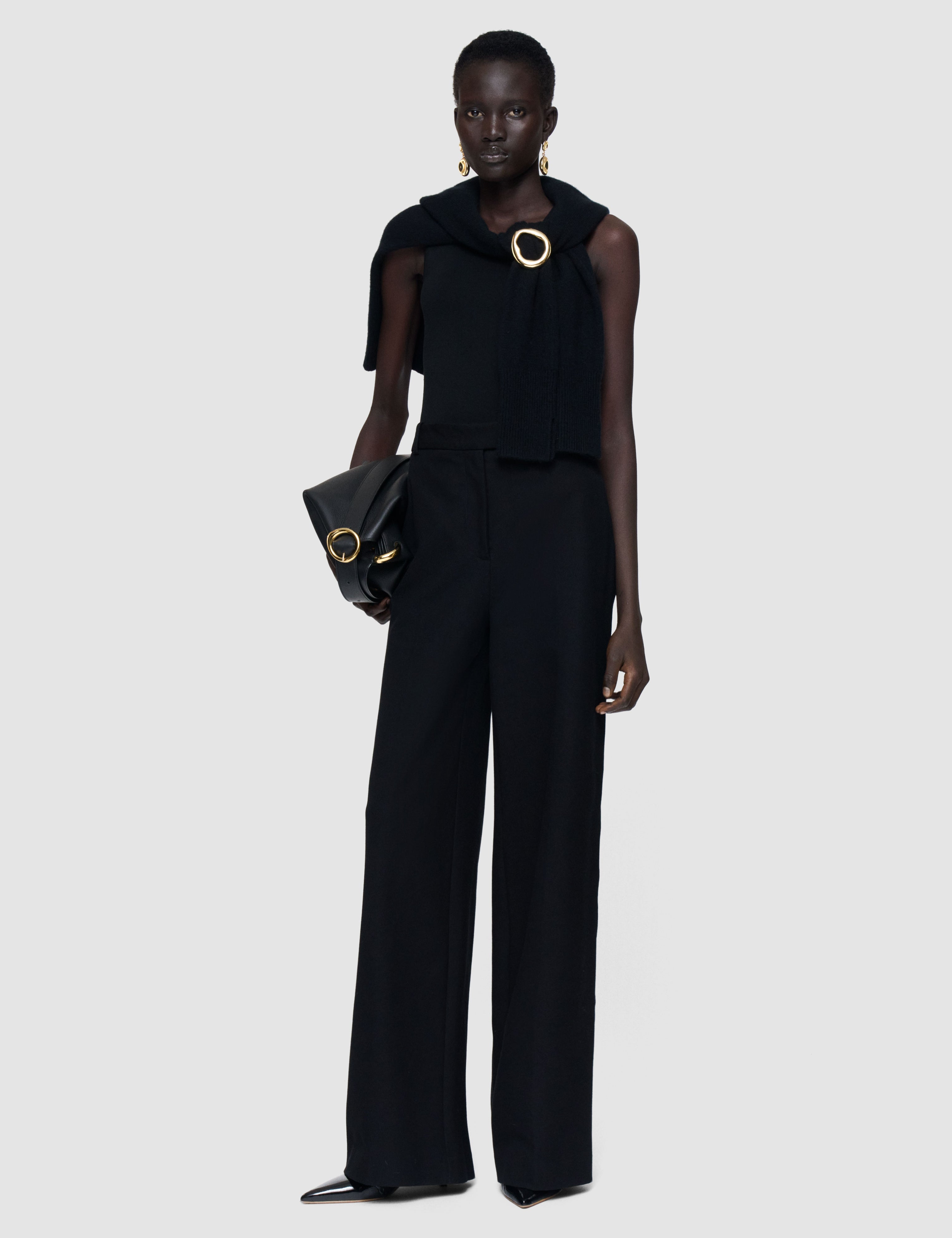 Black Yukio Gabardine Stretch Trousers - Joseph