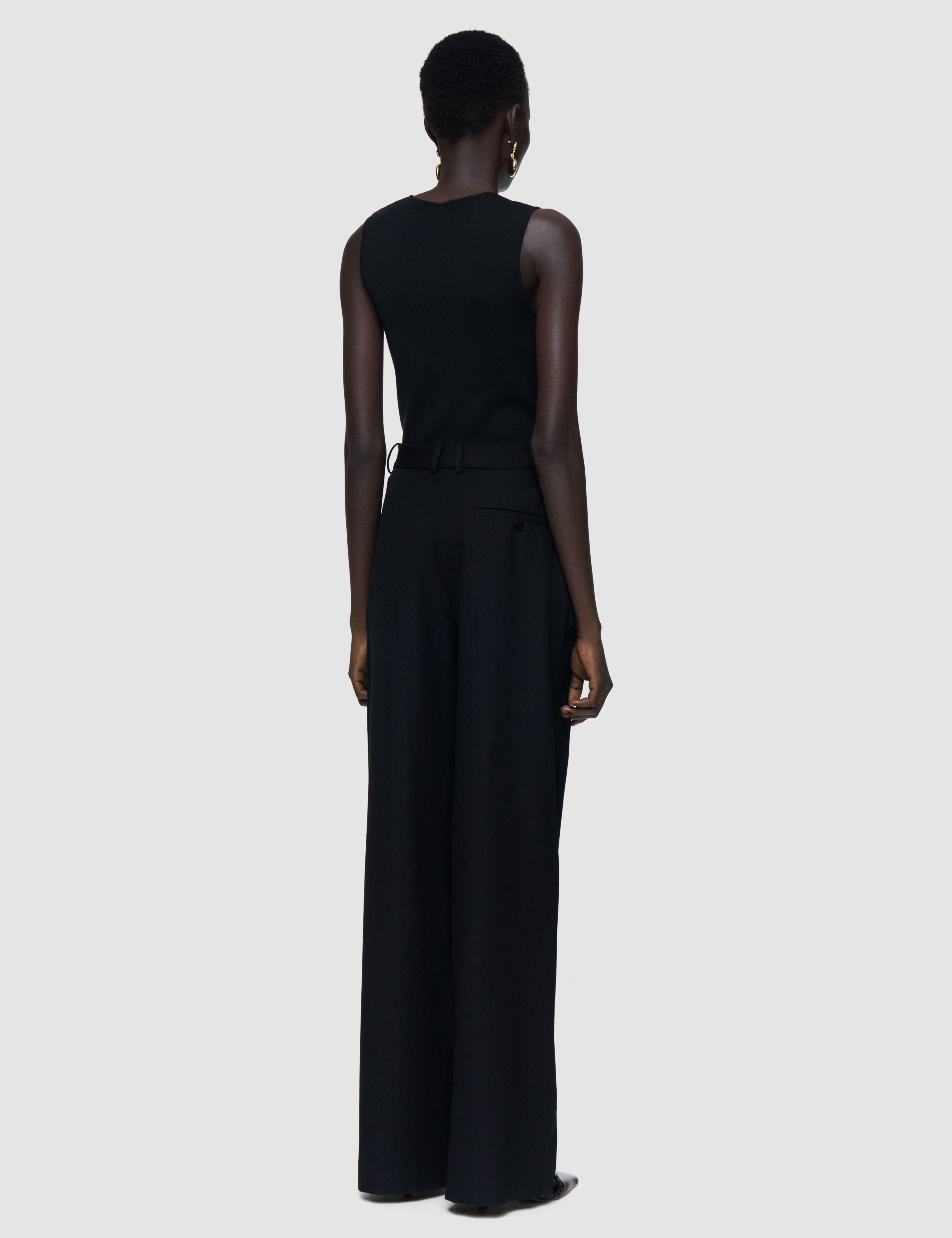 Black Yukio Gabardine Stretch Trousers - Joseph