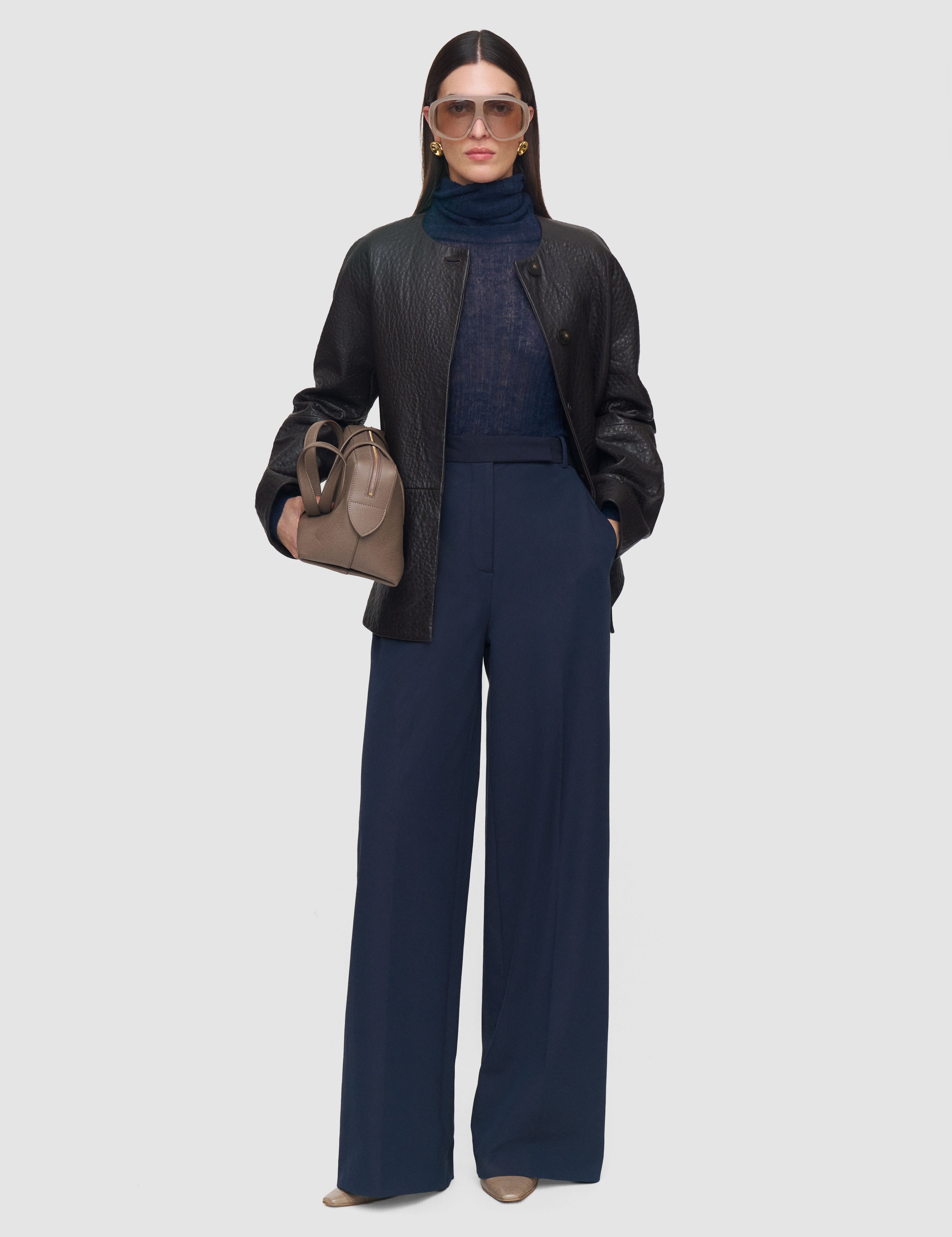 Blue Yukio Gabardine Stretch Trousers - Joseph