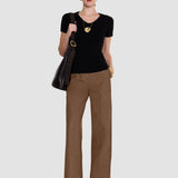 Brown Yukio Gabardine Stretch Trousers - Joseph