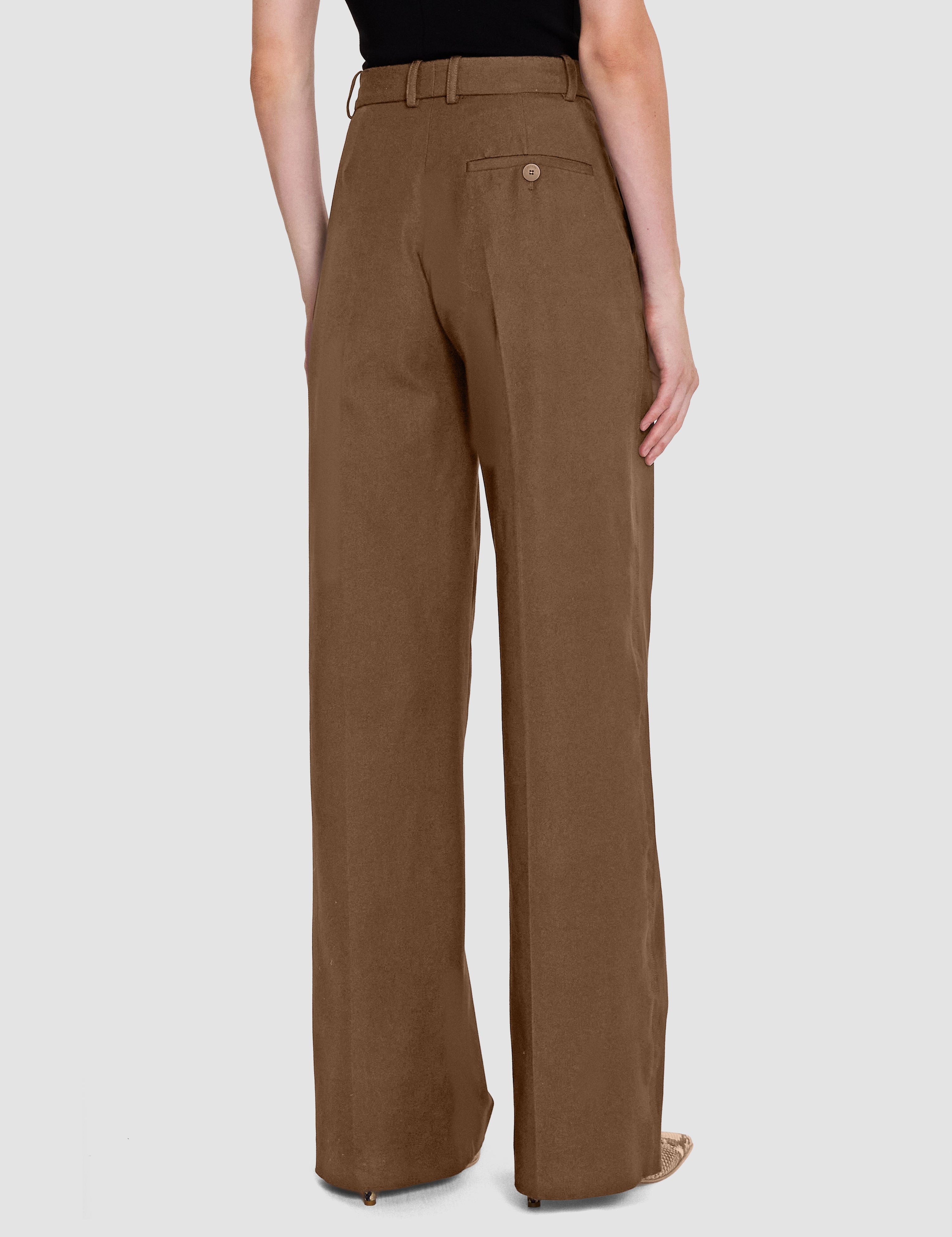 Brown Yukio Gabardine Stretch Trousers - Joseph