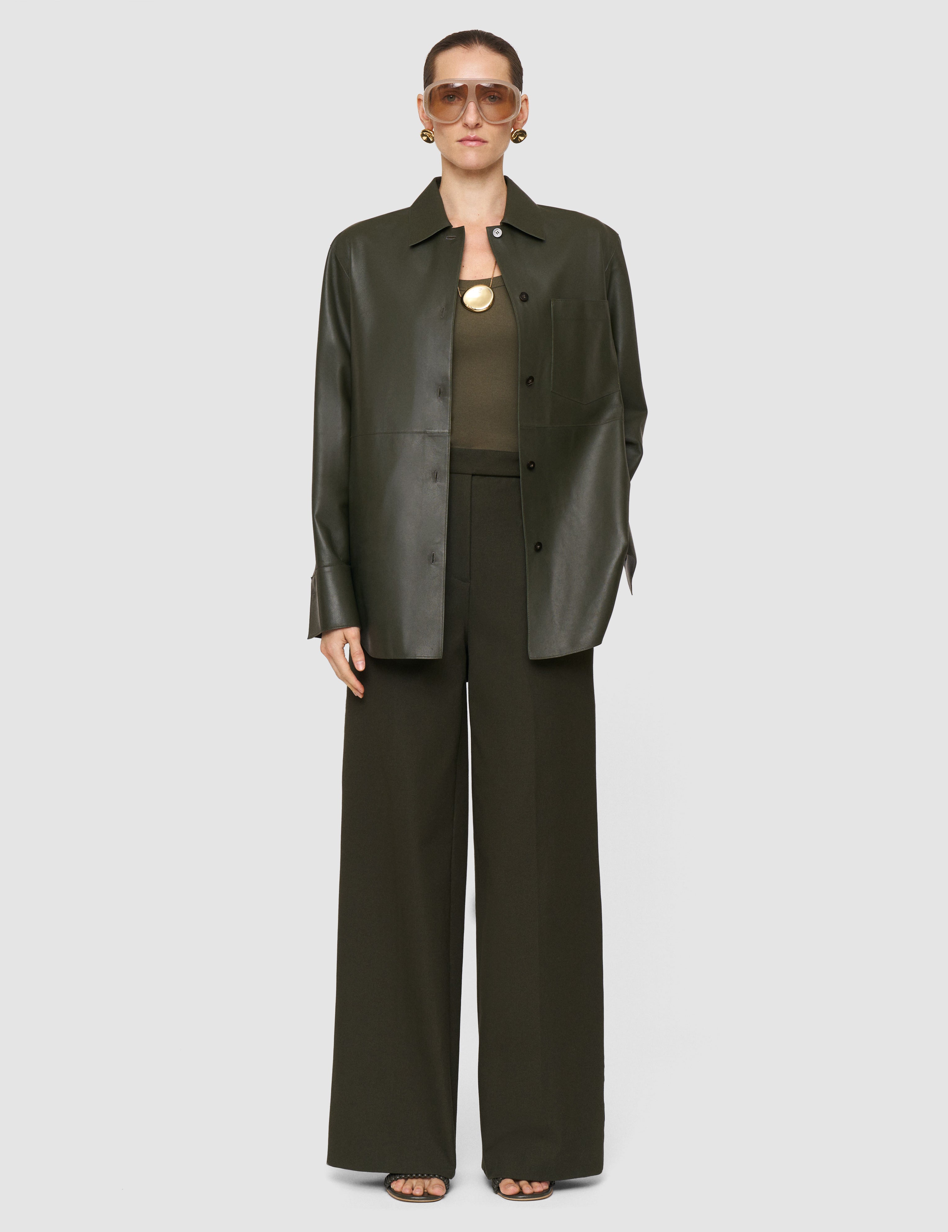 Green Yukio Gabardine Stretch Trousers - Joseph