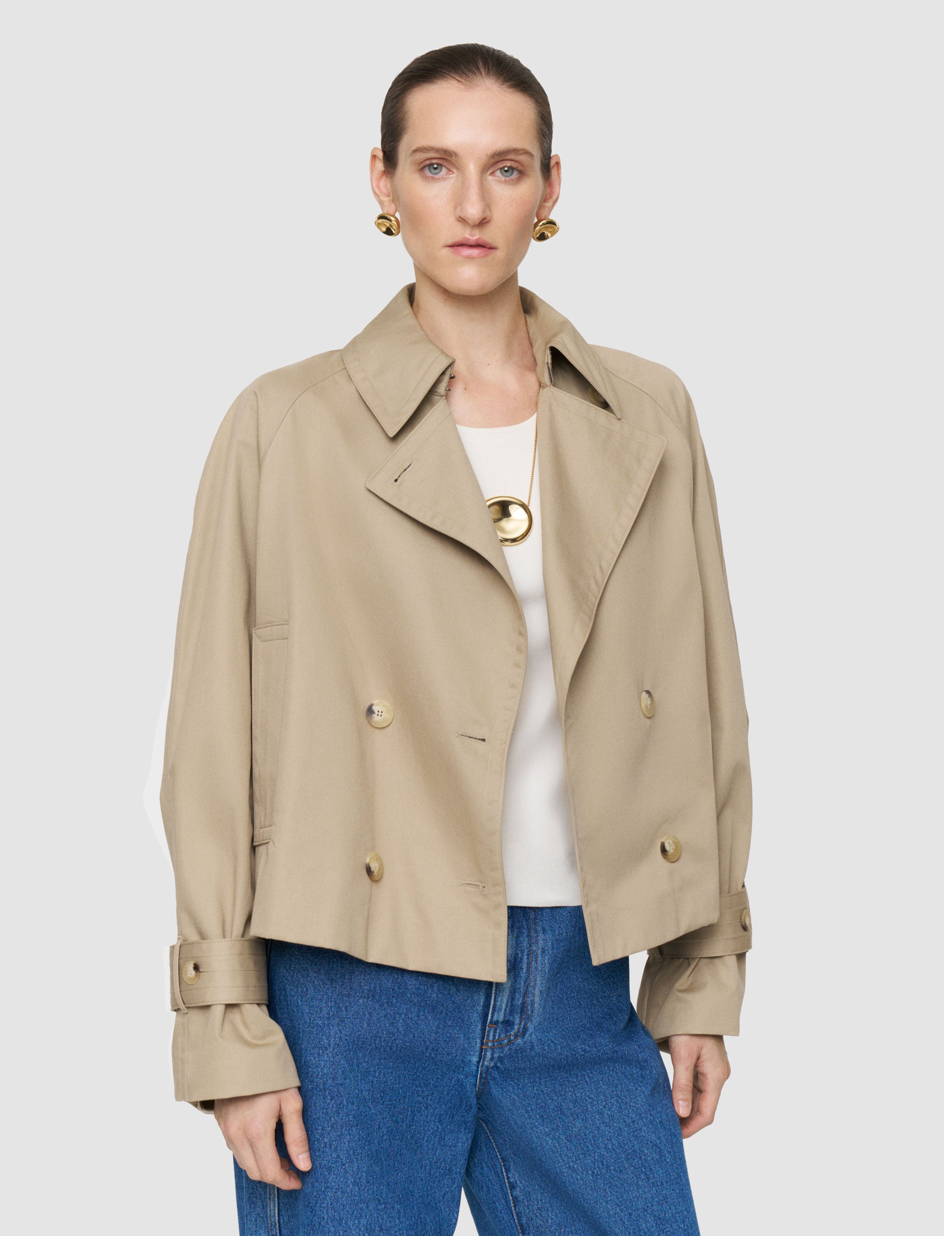 Zago Cotton Trench Jacket in Beige | JOSEPH US