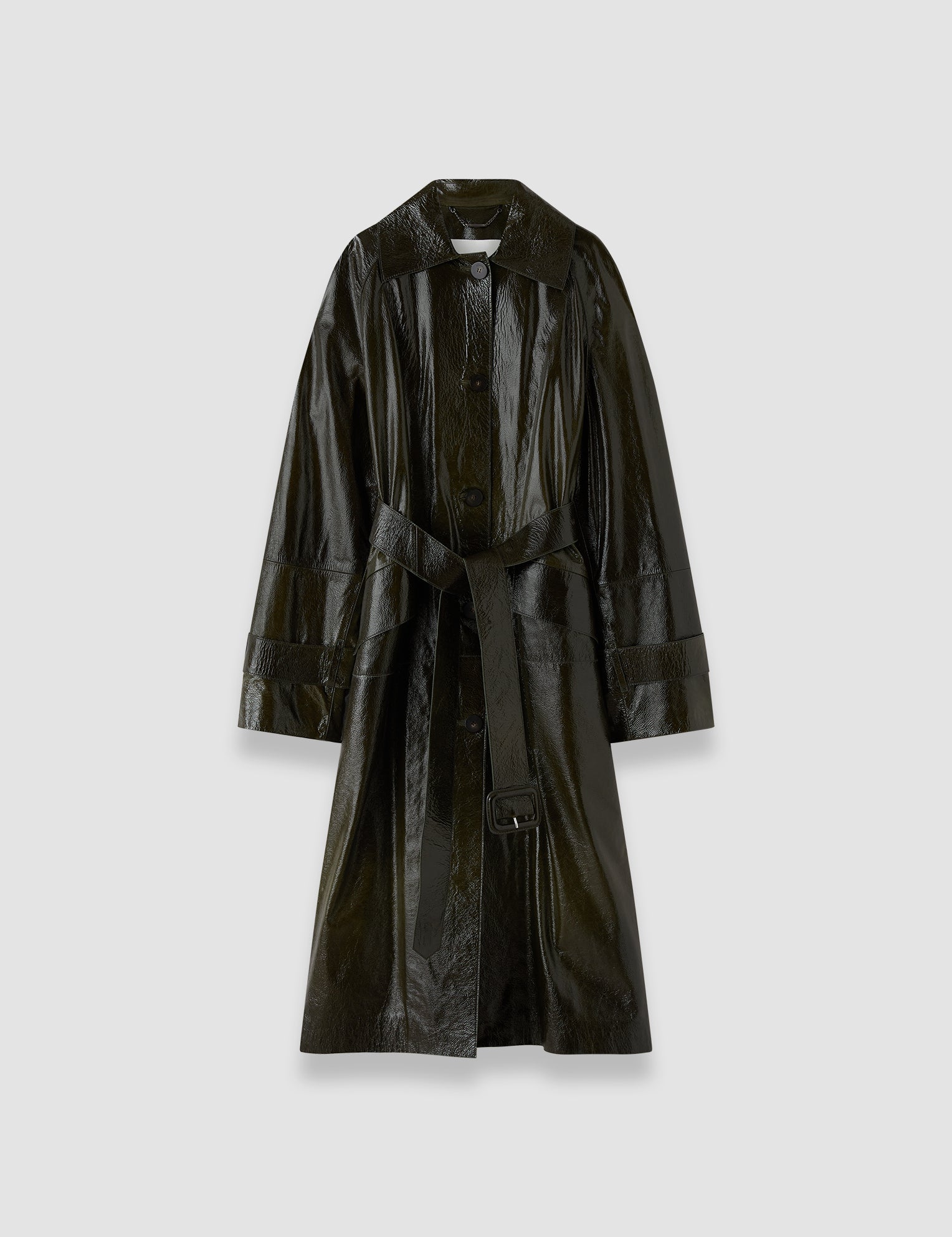 Green Zahia Textured Patent Leather Coat - Joseph