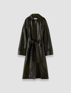 Green Zahia Textured Patent Leather Coat - Joseph