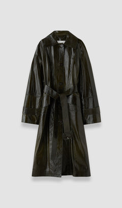 Green Zahia Textured Patent Leather Coat - Joseph