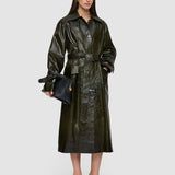 Green Zahia Textured Patent Leather Coat - Joseph