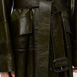 Green Zahia Textured Patent Leather Coat - Joseph