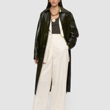 Green Zahia Textured Patent Leather Coat - Joseph
