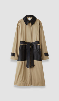 Beige Zaman Cotton Leather Trench Coat - Joseph