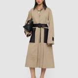 Beige Zaman Cotton Leather Trench Coat - Joseph