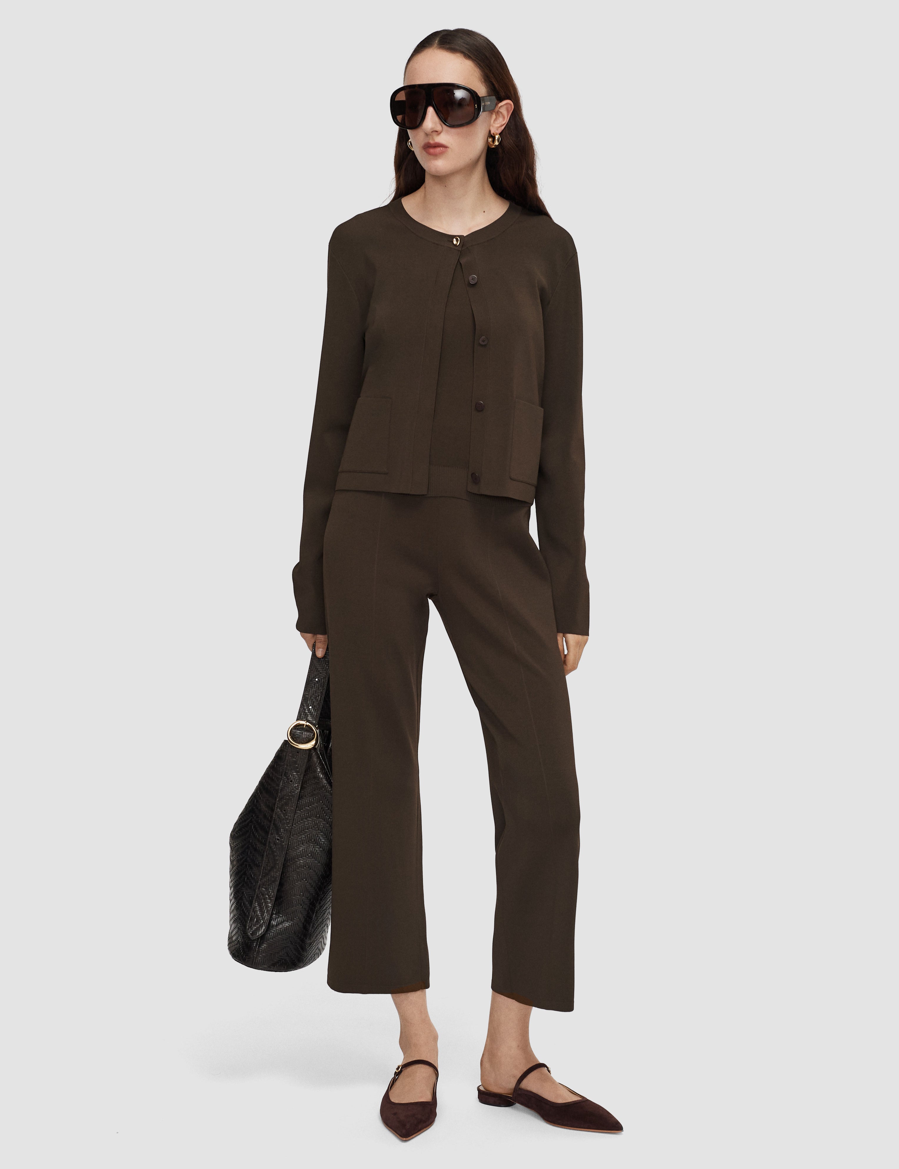 Brown Zeta Light Viscose Trousers - Joseph