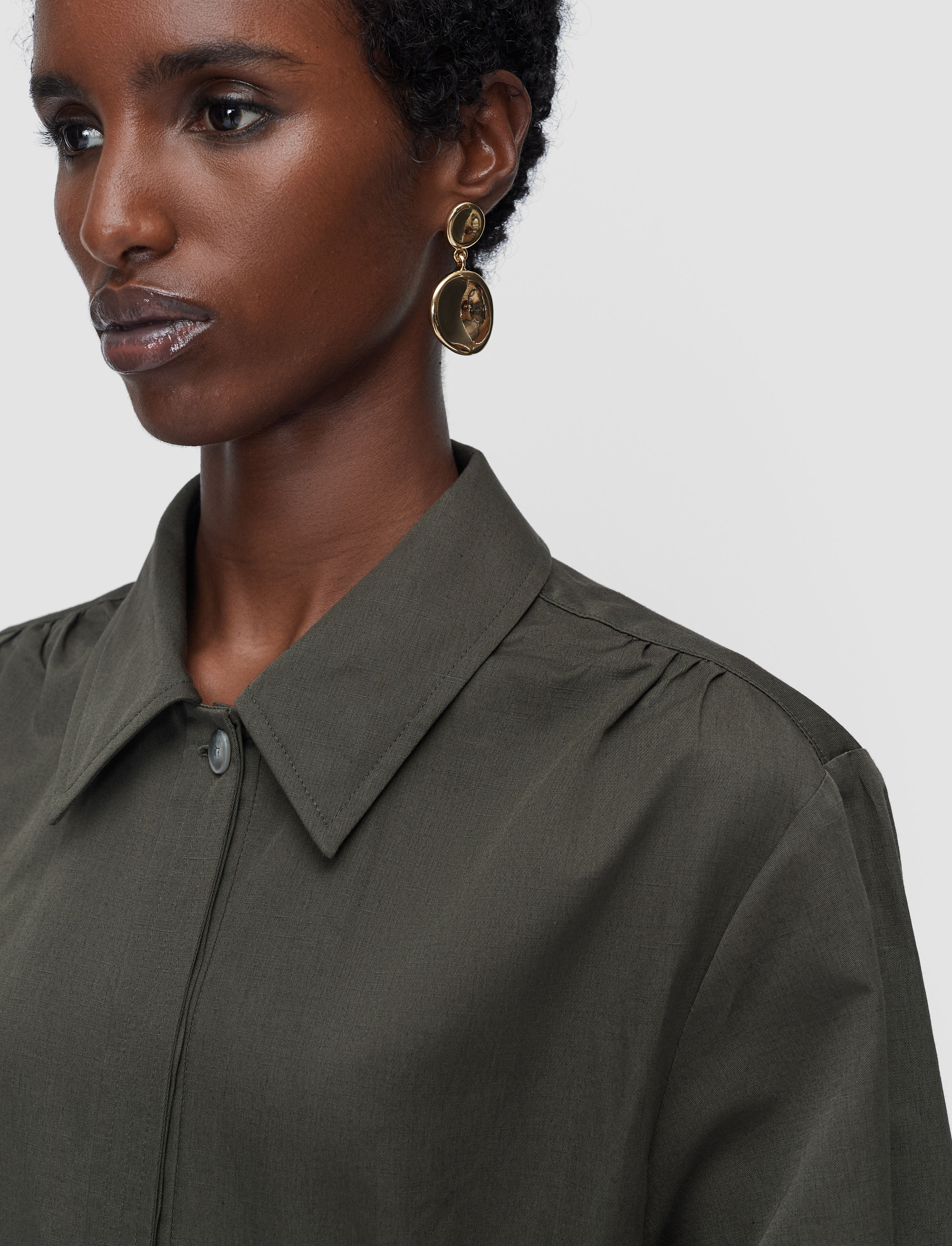 joseph linen dress Joseph Dany Oversized Color-Block Cotton And Linen-Blend Shirt Dress In White - 60% Off